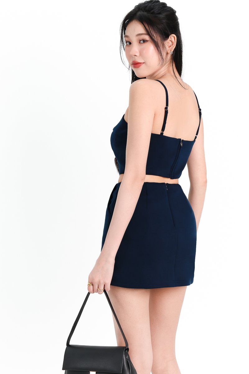 Carley Co-ord Set in Navy x Navy Ribbon