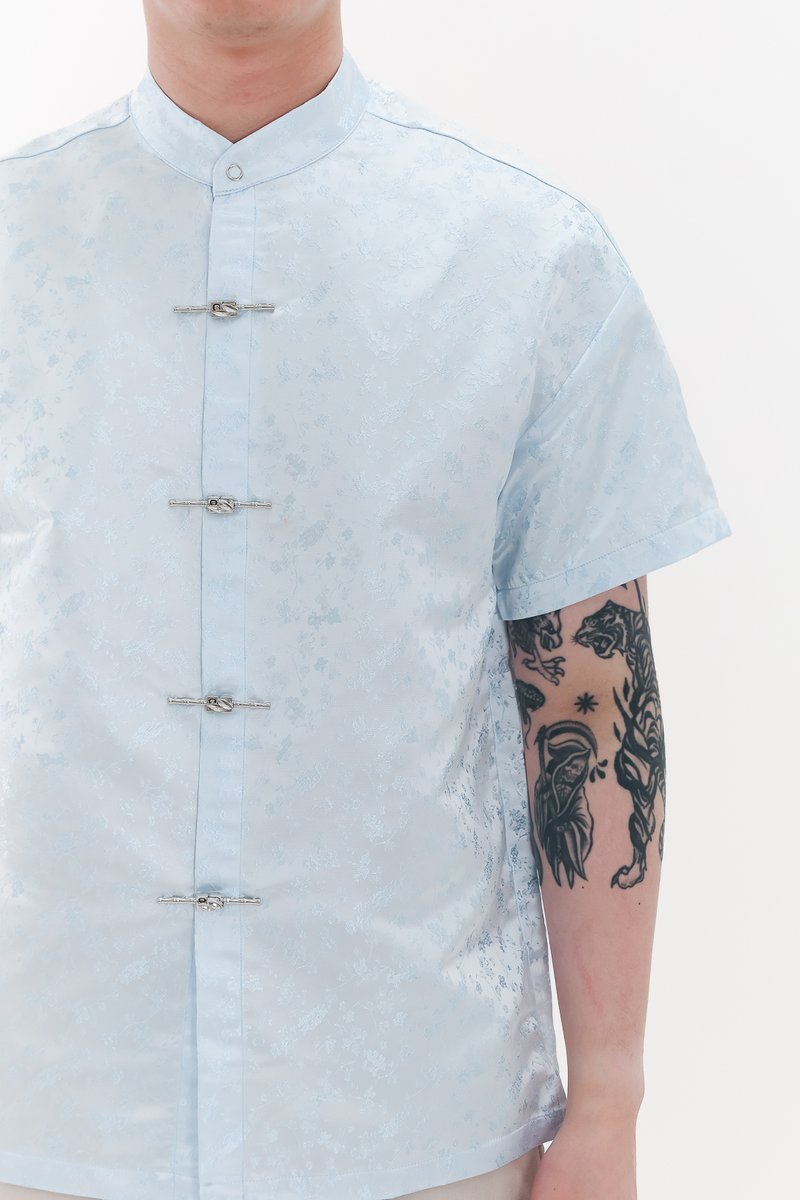 Men Oriental Shirt in Light Blue