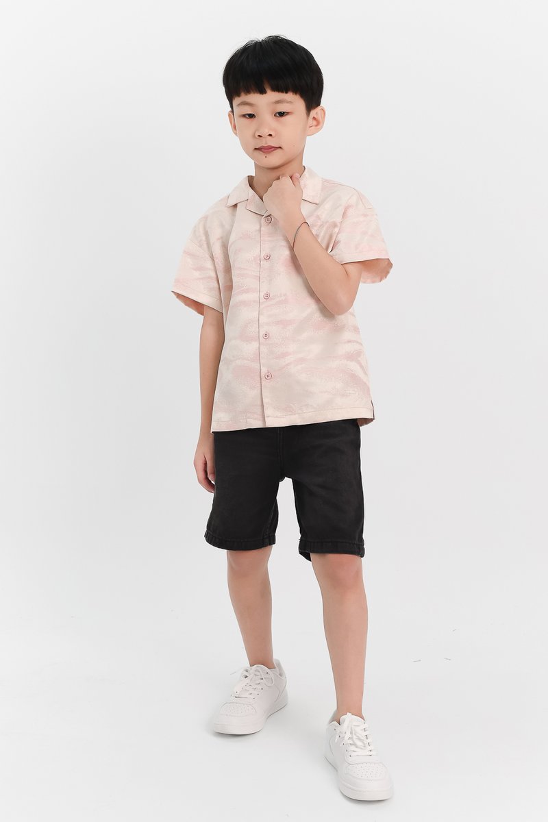 Boy Jacquard Boxy Shirt in Light Pink x Light Gold