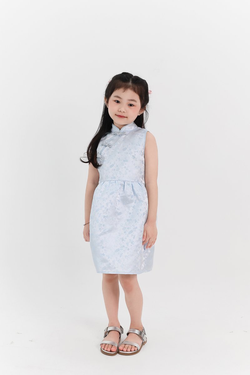 Girl Oriental Cheongsam Dress in Pastel Blue