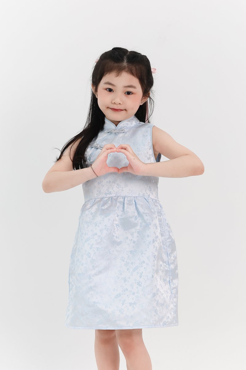 Girl Oriental Cheongsam Dress in Pastel Blue