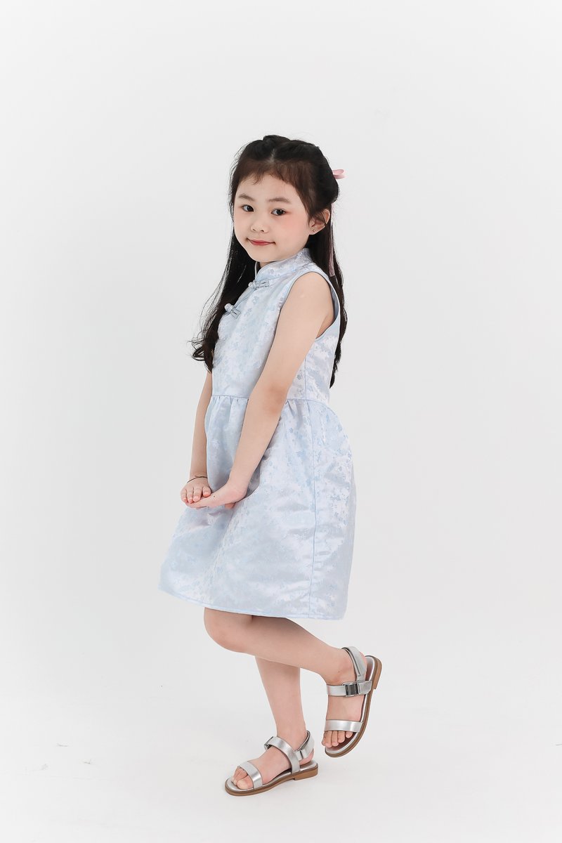 Girl Oriental Cheongsam Dress in Pastel Blue