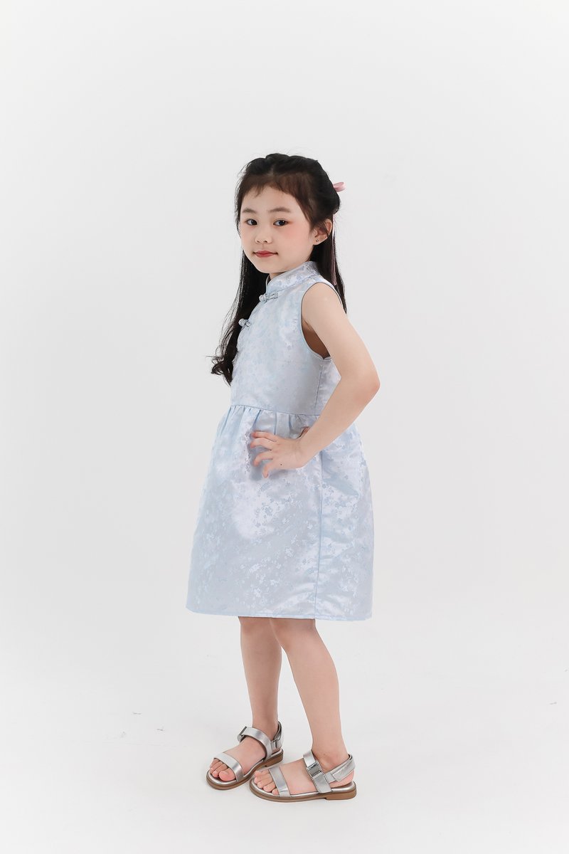 Girl Oriental Cheongsam Dress in Pastel Blue