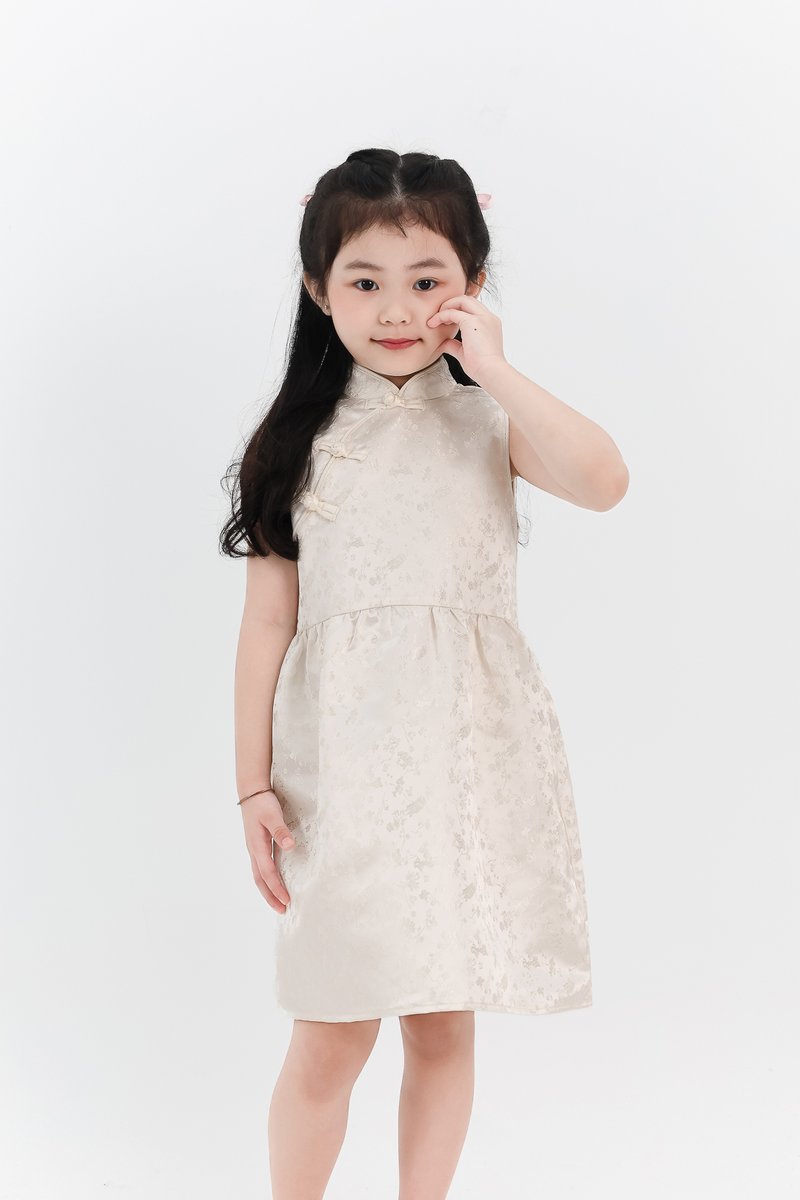 Girl Oriental Cheongsam Dress in Champagne