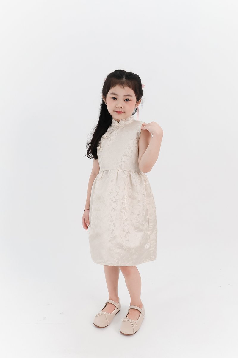 Girl Oriental Cheongsam Dress in Champagne