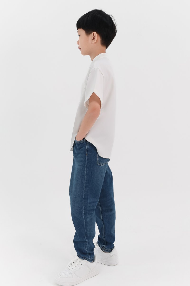 Boy Mandarin Collar Shirt in White