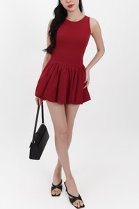 Berla Bubble Tank Romper Dress V1 in Muted Red Berla Bubble Tank Romper Dress V1 in Muted Red