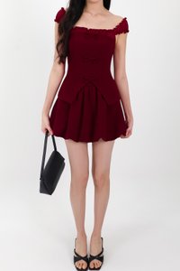 Cindi Co-ord Bubble Skorts V1 in Dark Red Cindi Co-ord Bubble Skorts V1 in Dark Red