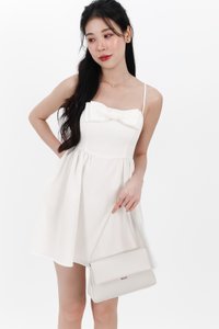 Reiya Ribbon Romper Dress in White