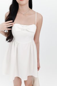 Reiya Ribbon Romper Dress in White