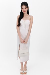 Lilian Lace Trimming Midaxi Dress in White
