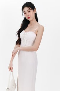Lilian Lace Trimming Midaxi Dress in White