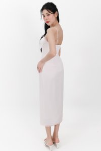 Lilian Lace Trimming Midaxi Dress in White