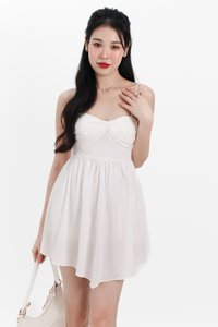 Tennia Twist Knot Romper Dress in White Tennia Twist Knot Romper Dress in White