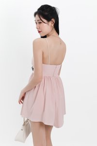 Tennia Twist Knot Romper Dress in Light Pink Tennia Twist Knot Romper Dress in Light Pink