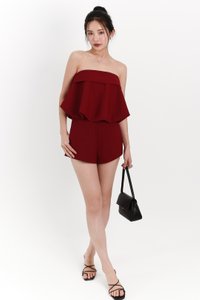 Bettie Bubble Tube Top in Dark Red