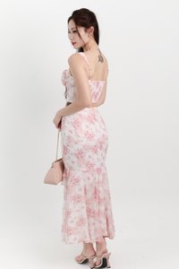Fauna Floral Printed Co-ord Maxi Skirt in Pink Florals ( Petite Length )