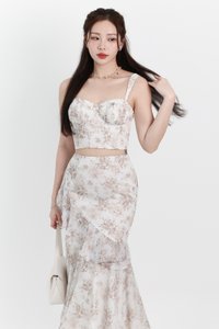 Fauna Floral Printed Co-ord Set in Greige Florals ( Petite Length )