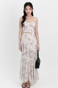 Fauna Floral Printed Co-ord Set in Greige Florals ( Regular Length )