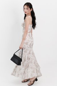 Fauna Floral Printed Co-ord Maxi Skirt in Greige Florals ( Regular Length )