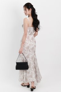 Fauna Floral Printed Co-ord Maxi Skirt in Greige Florals ( Regular Length )