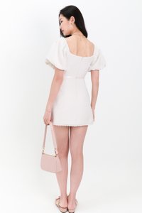 Tia Tweed Sleeved Romper Dress in White Tia Tweed Sleeved Romper Dress in White