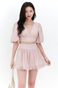 Lene Lace Trimming Co-ord Set in Light Pink