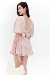 Lene Lace Trimming Co-ord Sleeve Top in Pastel Pink Lene Lace Trimming Co-ord Sleeve Top in Pastel Pink