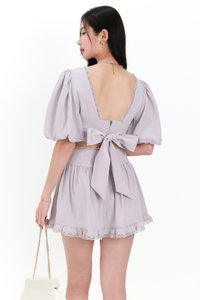 Lene Lace Trimming Co-ord Sleeve Top in Lilac Lene Lace Trimming Co-ord Sleeve Top in Lilac