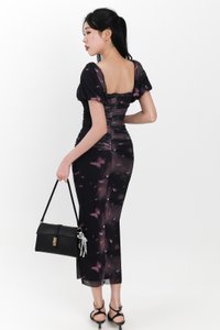 Brina Butterfly Printed Ruched Dress in Black Brina Butterfly Printed Ruched Dress in Black