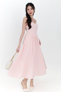 Theresa Trimmings Midaxi Dress in Pastel Pink Theresa Trimmings Midaxi Dress in Pastel Pink