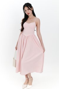 Theresa Trimmings Midaxi Dress in Pastel Pink Theresa Trimmings Midaxi Dress in Pastel Pink