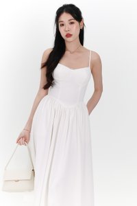DEFECT | Theresa Trimmings Midaxi Dress in White in M DEFECT | Theresa Trimmings Midaxi Dress in White in M