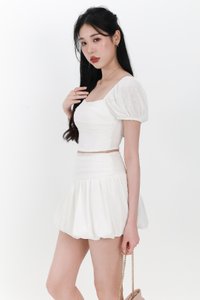 Marcey Mesh Co-ord Sleeved Top in White