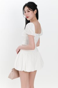 Marcey Mesh Co-ord Sleeved Top in White