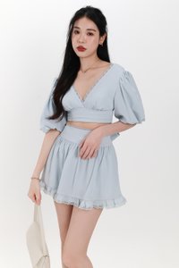 Lene Lace Trimming Co-ord Set in Ice Blue