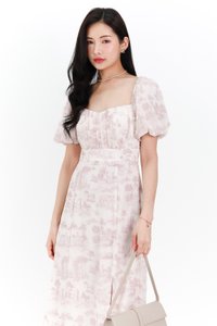 Pardynn Printed Sleeved Midaxi Dress in Mauve Lilac