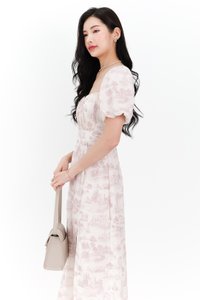 Pardynn Printed Sleeved Midaxi Dress in Mauve Lilac