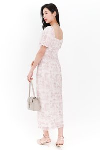 Pardynn Printed Sleeved Midaxi Dress in Mauve Lilac