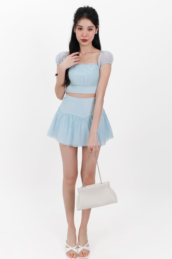 Odette Organza Co-ord Flare Skorts in Blue