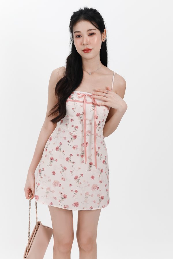 Francesca Floral Romper Dress in Rose Pink