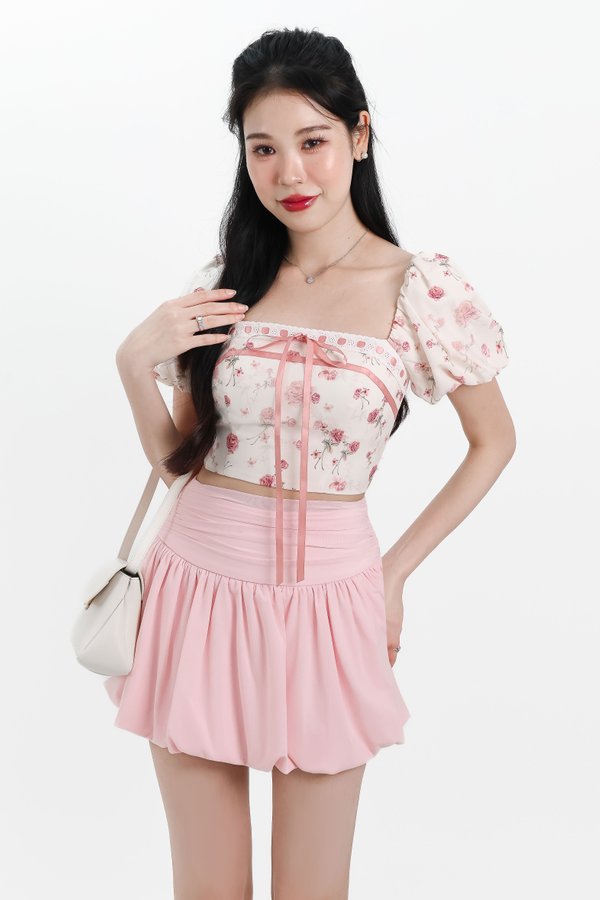 PREORDER | Fran Floral Puffy Sleeve Top in Rose Pink