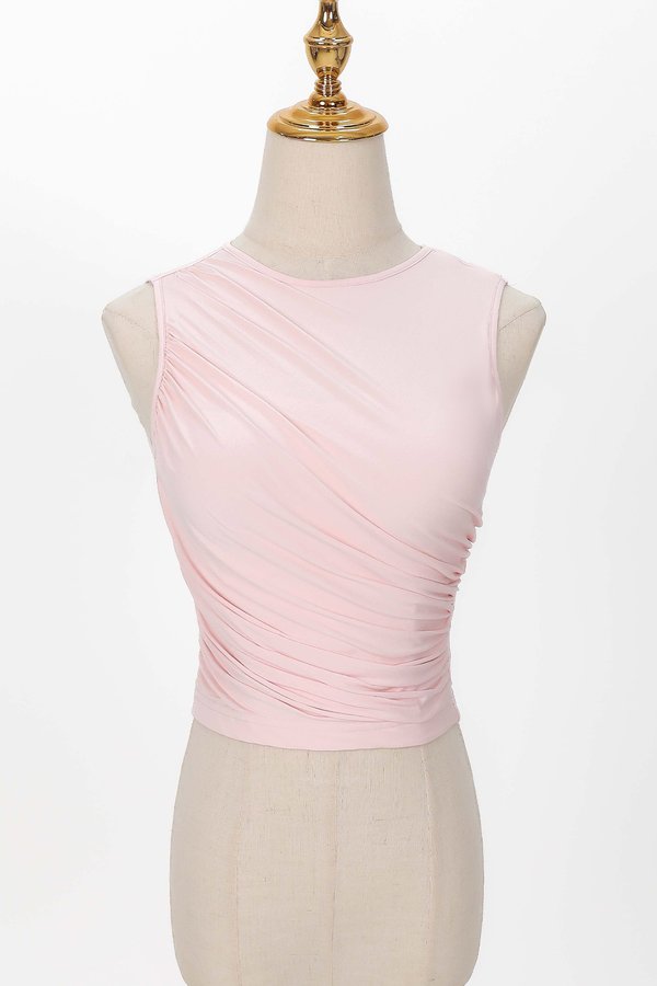 Diana Drape Padded Tank Top in Pink