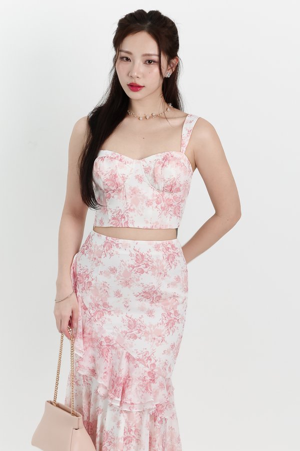 Fauna Floral Printed Co-ord Top in Pink Florals