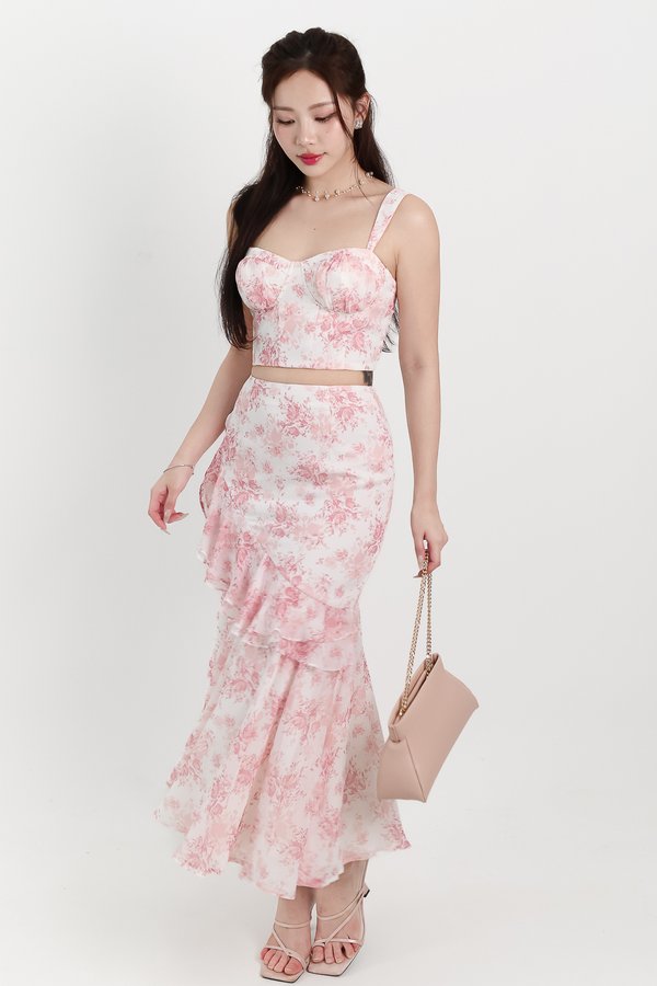 Fauna Floral Printed Co-ord Set in Pink Florals ( Petite Length )