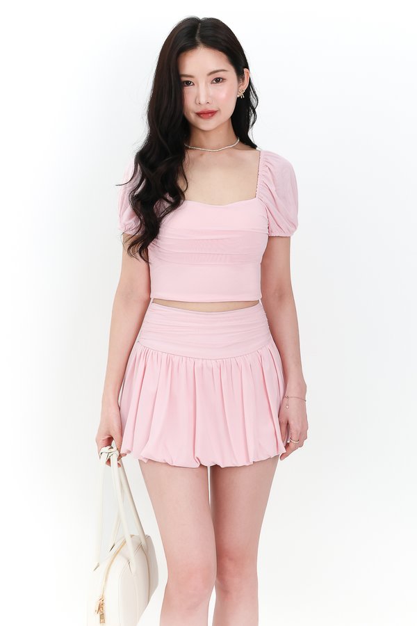 DEFECT | Marcey Mesh Co-ord Sleeved Top in Light Pink M