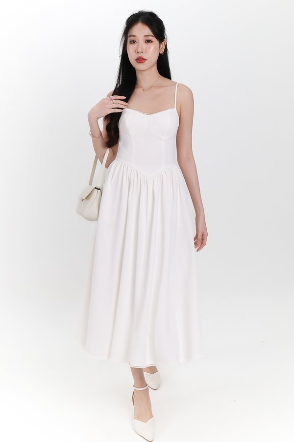 Theresa Trimmings Midaxi Dress in White