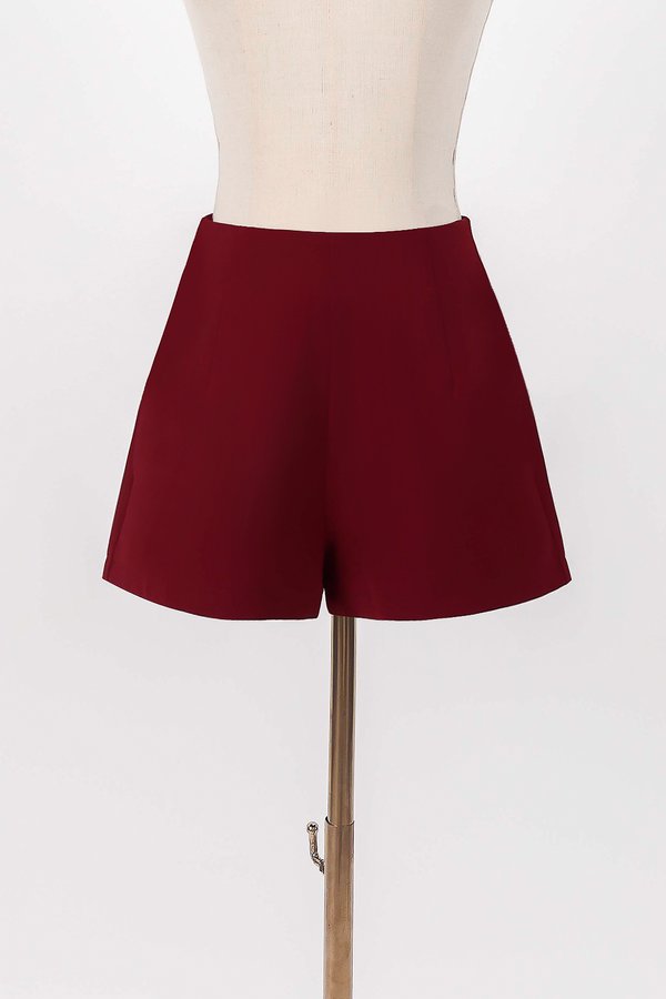 Cleef Co-ord Highwaist Shorts in Dark Red