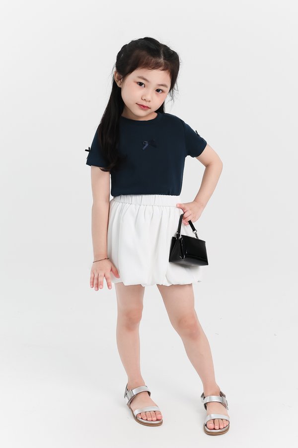 PREORDER | Girl Ribbon Tee Set in Navy x Navy Ribbon