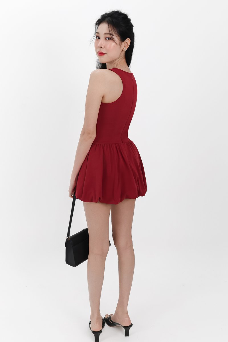 Berla Bubble Tank Romper Dress V1 in Muted Red Berla Bubble Tank Romper Dress V1 in Muted Red